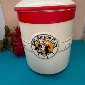 King Arthur Red and Cream Kitchen Canister